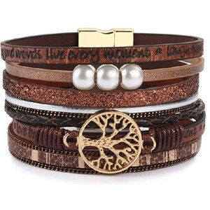 Inspirational Tree of Life Leather Bracelets for Women,  Teens Girls